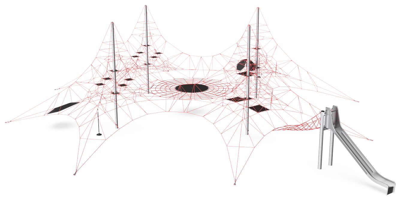 Spacenet se 4 stožáry + síť a skluzavka