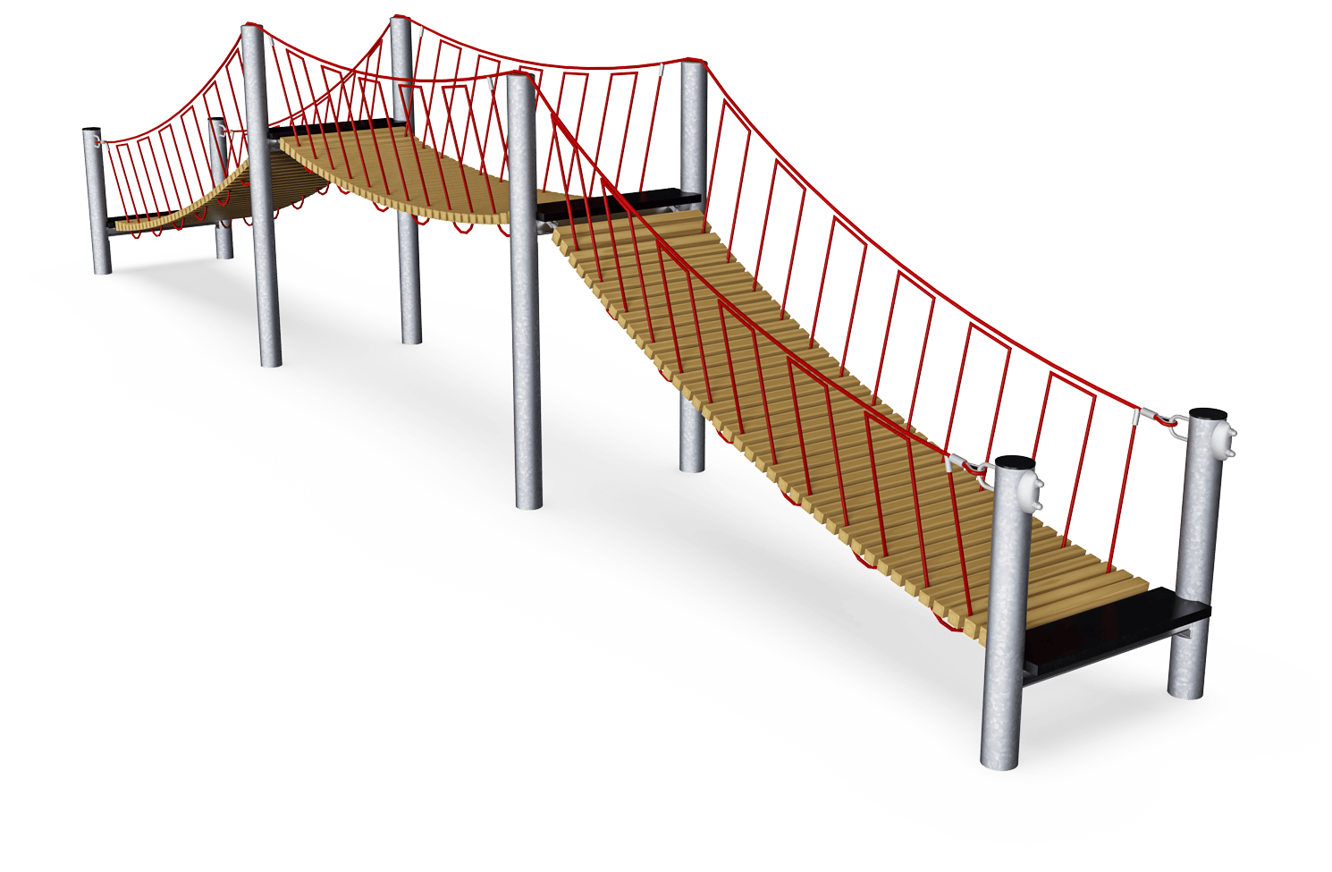 Touwbrug L - houten planken