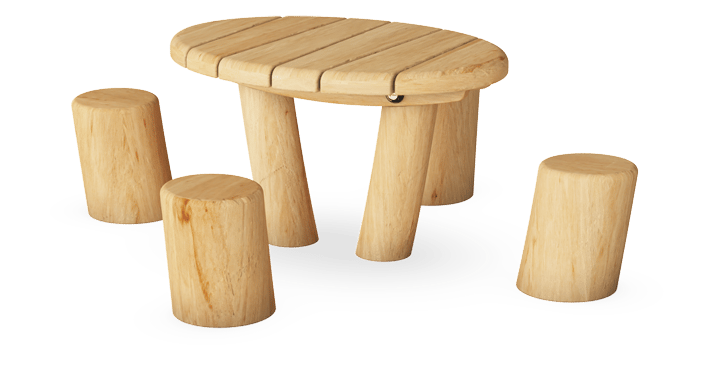 Kindertisch mit 4 Sitzpollern