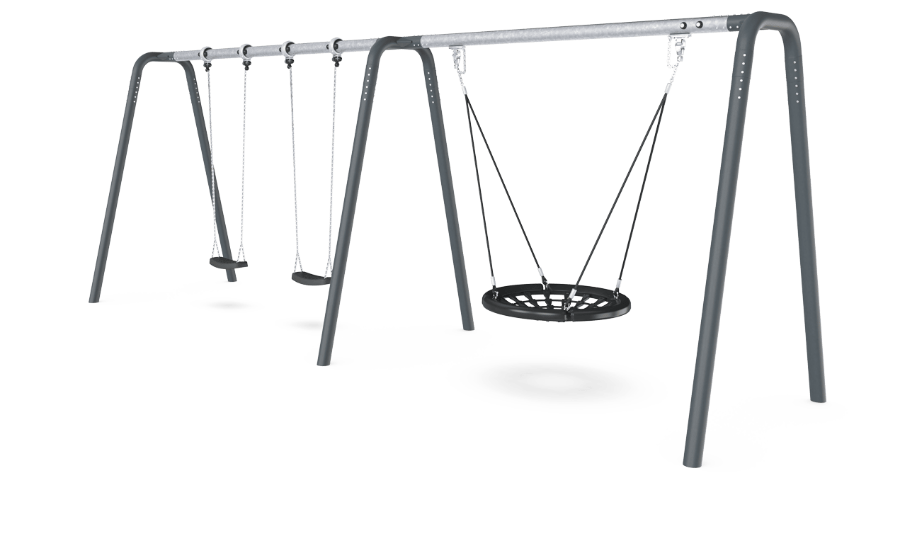Steel Swing H:2.5m, 100cm Rope Seat, Anti-wrap