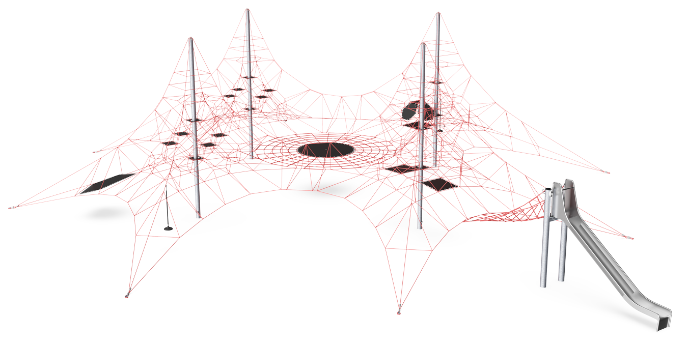 Spacenet se 4 stožáry + síť a skluzavka