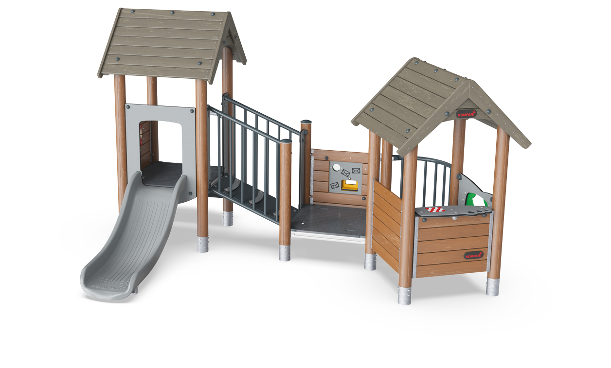 Speeltoren dubbel - Speelhuis met balkon, hout