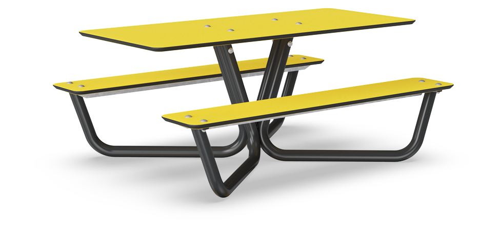 Agora Picnic Mini Yellow HPL Bench Table Set